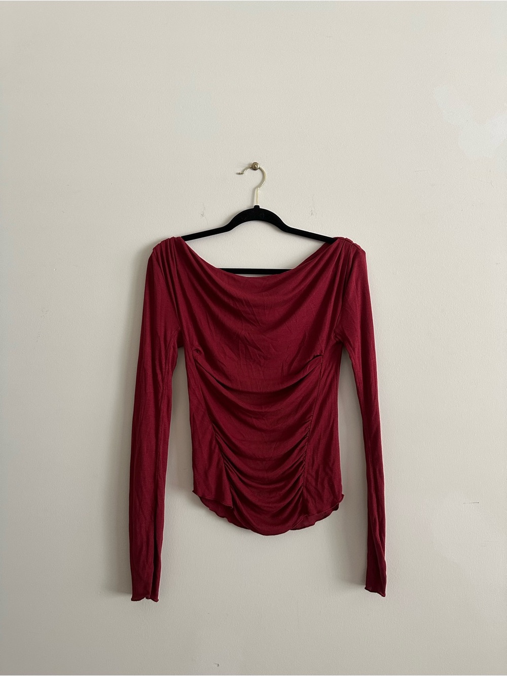 Free People Draped Long Sleeve Top - Wine